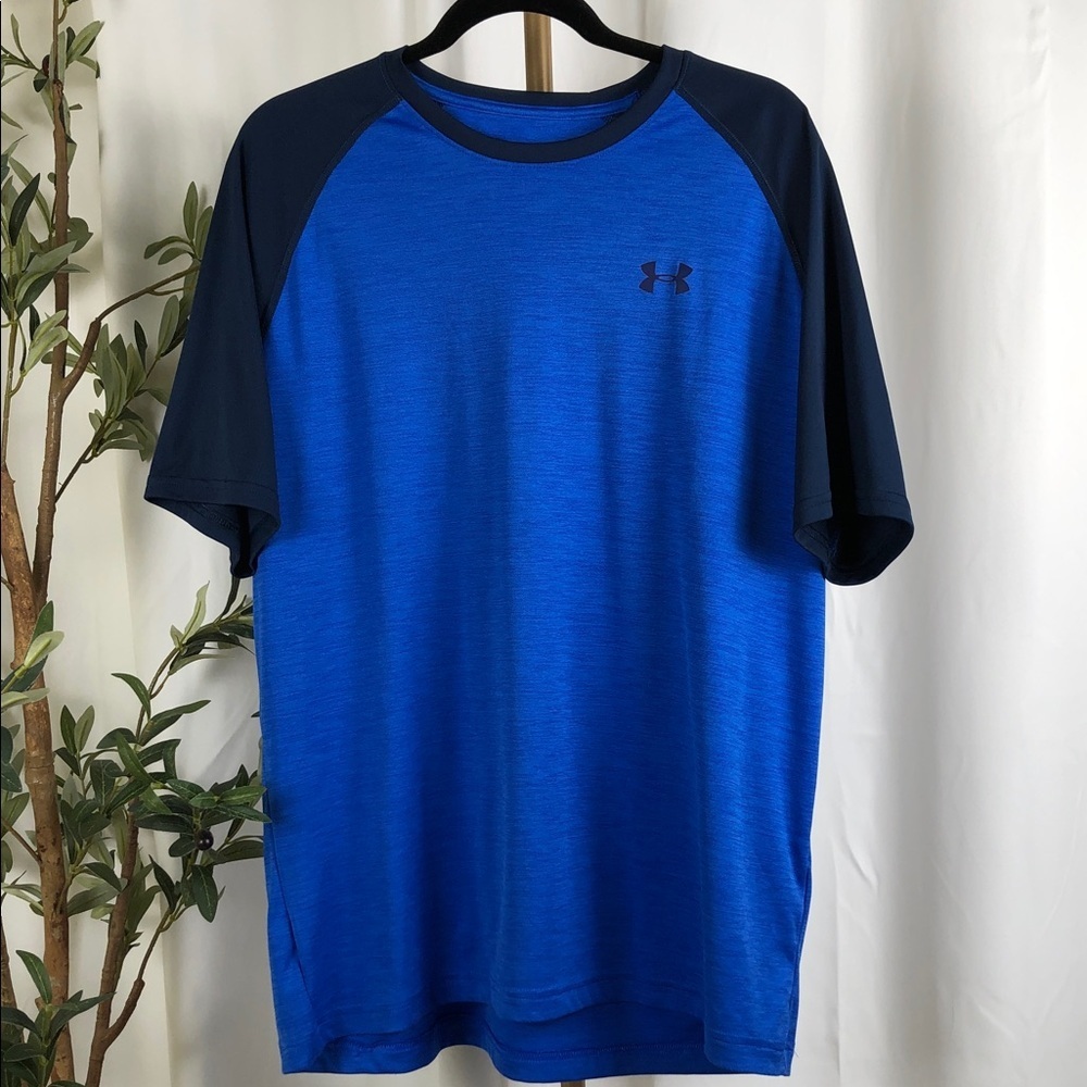 Under Armour Men’s Royal Blue with Navy Raglan Athletic Tee Sz XL (M1)